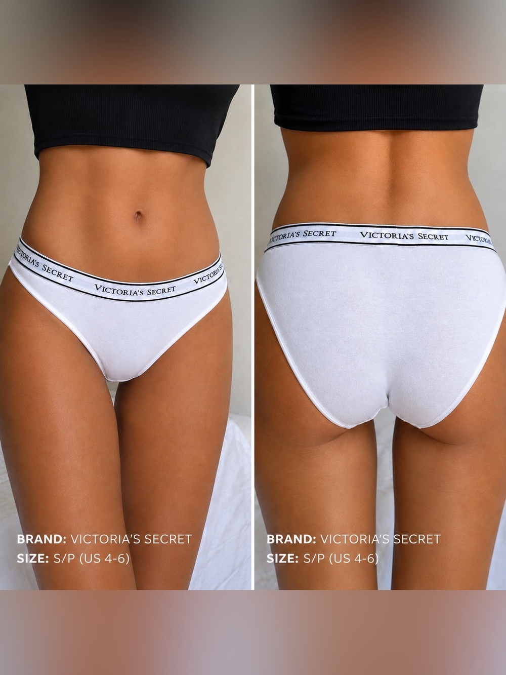 Victoria’s Secret White Logo Waistband Cotton Stretch Brief Panty Size S